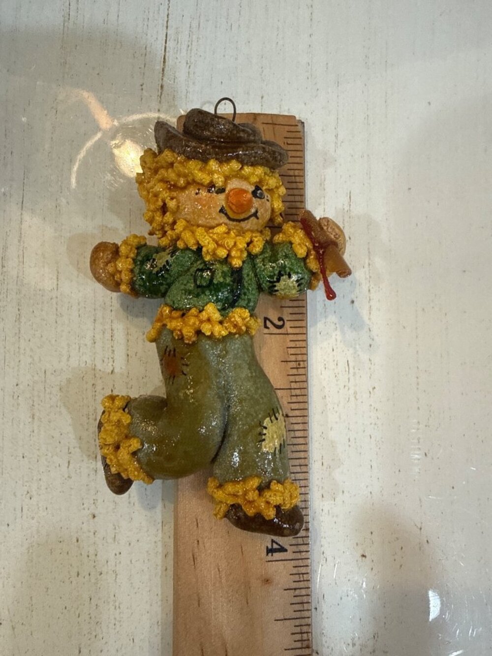 vintage 1981 handmade salt dough (or bread dough) Fall Halloween scarecrow decor